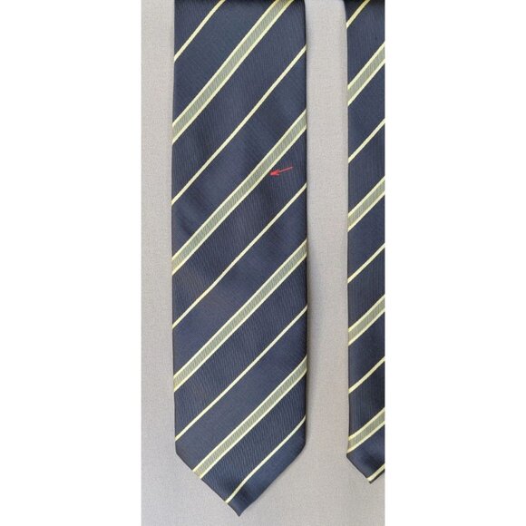 BOSS Hugo Boss 100% Silk Tie Striped Gray Yellow Jacquard Made in Italy - Picture 4 of 5